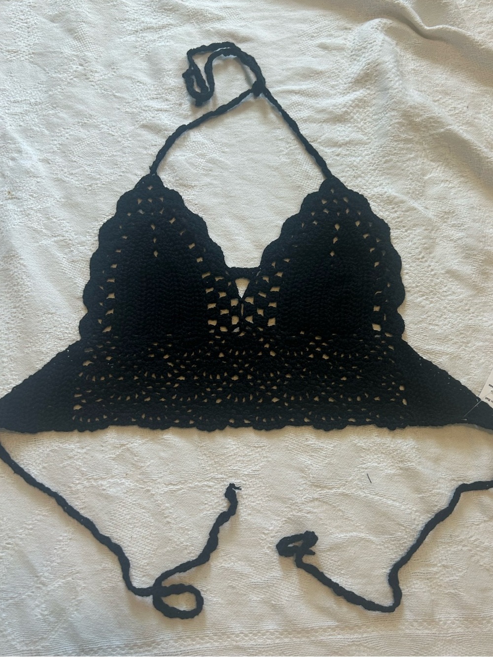 NWT Handmade Crochet Festival Halter Bralette - Black, one size - Picture 4 of 6